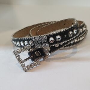 Authentic b.b. Simon© Swarovski Crystal Studded Belt On Crocodile Leather